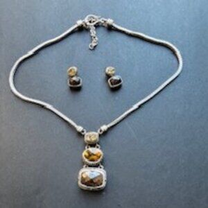 Lori Bonn silver and gemstone necklace and earring set